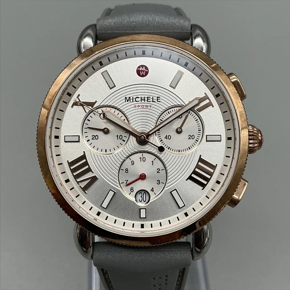 Michele Sport Sail Womens Watch 38mm Two Tone Chronograph Date New Battery
